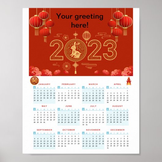 Chinees nieuwjaar 2023 konijnenkalender poster (Voorkant)