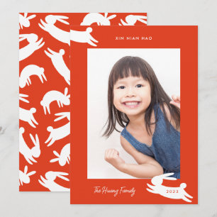 Chinees nieuwjaar 2023 Rabbit Foto Feestdagenkaart