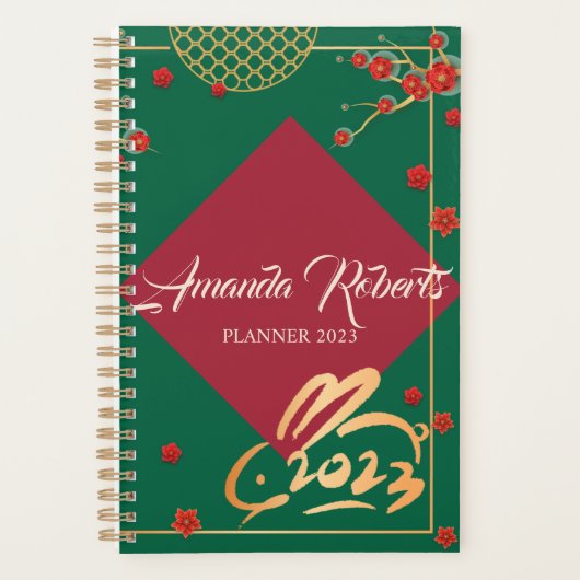 Chinees nieuwjaar 2023 Rabbit Plum Blossom Flowers Planner (Voorkant)