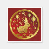 Chinees nieuwjaar 2023 Rabbit Red Cocktail Servet (Voorkant)