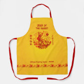 Chinees nieuwjaar 2023 Rabbit Red Folie Yellow Bol Schort (Voorkant)