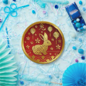 Chinees nieuwjaar 2023: Rabbit Red Gold 7" Papieren Bordje (Feest)