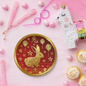 Chinees nieuwjaar 2023: Rabbit Red Gold 7" Papieren Bordje (Feest)