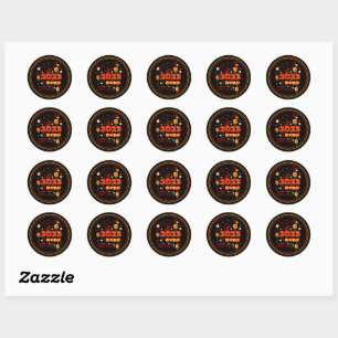 Chinees nieuwjaar 2023 Rabbit Red Gold Black 1,5 i Ronde Sticker