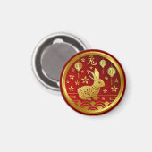 Chinees nieuwjaar 2023 - Rabbit Red Gold Large 3-i Magneet (Voorkant / Achterkant)