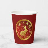 Chinees nieuwjaar 2023 Rabbit Red Gold Papieren Bekers (Achterkant)