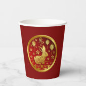 Chinees nieuwjaar 2023 Rabbit Red Gold Papieren Bekers (Voorkant)