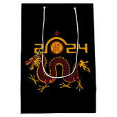 Chinees Nieuwjaar 2024 Draak, Jaar van de Draak Medium Cadeauzakje (Achterkant)