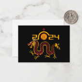 Chinees Nieuwjaar 2024 Draak, Jaar van de Draak Notitiekaartje (Voorkant / Achterkant in situ)