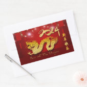 Chinees Nieuwjaar 2024 Dragon Lanterns Vuurwerk RS Rechthoekige Sticker (Envelop)