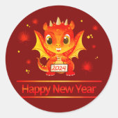 Chinees Nieuwjaar 2024 Dragon Small 1.5" Ronde Sticker (Voorkant)