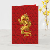 Chinees Nieuwjaar 2024 Dragon Wenskaart Kaart (Gele Bloem)