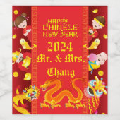 Chinees Nieuwjaar 2024 Dragon Wijn Label Wijn Etiket (Enkel label)