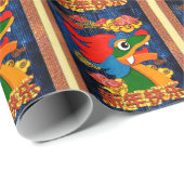Chinees Nieuwjaar 2024 Dragon Wood Blue Gold Cadeaupapier (Rol Hoek)