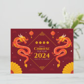 Chinees Nieuwjaar 2024 Feestdagenkaart (Staand voorkant)