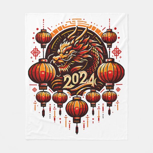 chinees nieuwjaar 2024 fleece deken (Voorkant)