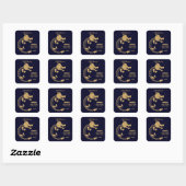 Chinees Nieuwjaar 2024 Golden Dragon Navy Blue Vierkante Sticker (Vel)