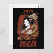Chinees nieuwjaar | 2024 Jaar van de Draak Briefkaart (Voorkant / Achterkant)