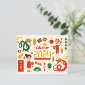 Chinees Nieuwjaar 2024 Jaar van de Draak Briefkaart (Staand voorkant)