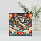Chinees Nieuwjaar 2024 Jaar van de Draak Feestdagenkaart (Staand voorkant)