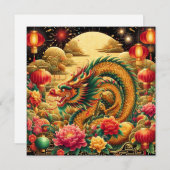 Chinees Nieuwjaar 2024 Jaar van de Draak Feestdagenkaart (Voorkant / Achterkant)