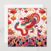 Chinees Nieuwjaar 2024 Jaar van de Draak Feestdagenkaart (Voorkant / Achterkant)