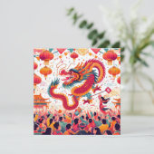 Chinees Nieuwjaar 2024 Jaar van de Draak Feestdagenkaart (Staand voorkant)