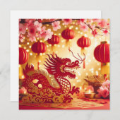 Chinees Nieuwjaar 2024 Jaar van de Draak Feestdagenkaart (Voorkant / Achterkant)