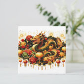 Chinees Nieuwjaar 2024 Jaar van de Draak Feestdagenkaart (Staand voorkant)