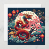 Chinees Nieuwjaar 2024 Jaar van de Draak Feestdagenkaart (Voorkant / Achterkant)