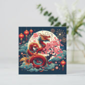 Chinees Nieuwjaar 2024 Jaar van de Draak Feestdagenkaart (Staand voorkant)