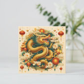 Chinees Nieuwjaar 2024 Jaar van de Draak Feestdagenkaart (Staand voorkant)