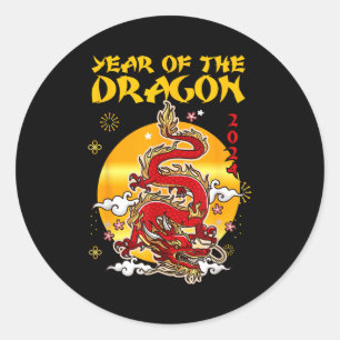 Chinees Nieuwjaar 2024 Jaar Van De Draak Maan Nieu Ronde Sticker