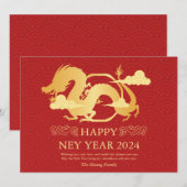 Chinees Nieuwjaar 2024, Jaar van de Draak Rood Feestdagenkaart (Voorkant / Achterkant)