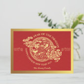 Chinees Nieuwjaar 2024, Jaar van de Draak Rood Feestdagenkaart (Staand voorkant)