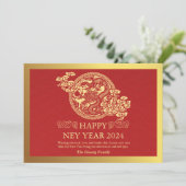Chinees Nieuwjaar 2024, Jaar van de Draak Rood Feestdagenkaart (Staand voorkant)