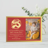 Chinees Nieuwjaar 2024, Jaar van de Draak Rood Feestdagenkaart (Staand voorkant)