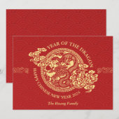 Chinees Nieuwjaar 2024, Jaar van de Draak Rood Feestdagenkaart (Voorkant / Achterkant)