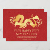 Chinees Nieuwjaar 2024, Jaar van de Draak Rood Feestdagenkaart (Voorkant / Achterkant)