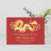 Chinees Nieuwjaar 2024, Jaar van de Draak Rood Feestdagenkaart (Staand voorkant)