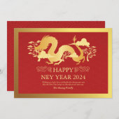 Chinees Nieuwjaar 2024, Jaar van de Draak Rood Feestdagenkaart (Voorkant / Achterkant)