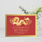 Chinees Nieuwjaar 2024, Jaar van de Draak Rood Feestdagenkaart (Staand voorkant)