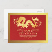 Chinees Nieuwjaar 2024, Jaar van de Draak Rood Feestdagenkaart (Voorkant / Achterkant)