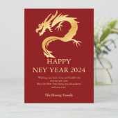 Chinees Nieuwjaar 2024, Jaar van de Draak Rood Feestdagenkaart (Staand voorkant)