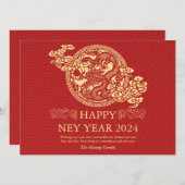 Chinees Nieuwjaar 2024, Jaar van de Draak Rood Feestdagenkaart (Voorkant / Achterkant)