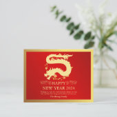 Chinees Nieuwjaar 2024, Jaar van de Dragon Red Hol Feestdagenkaart (Staand voorkant)
