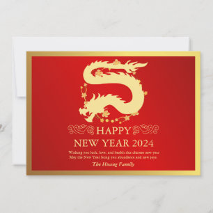 Chinees Nieuwjaar 2024, Jaar van de Dragon Red Hol Feestdagenkaart
