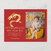 Chinees Nieuwjaar 2024, Jaar van de Dragon Red Hol Feestdagenkaart (Voorkant)