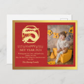 Chinees Nieuwjaar 2024, Jaar Van De Rode Draak Feestdagenkaart (Voorkant / Achterkant)