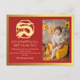 Chinees Nieuwjaar 2024, Jaar Van De Rode Draak Feestdagenkaart